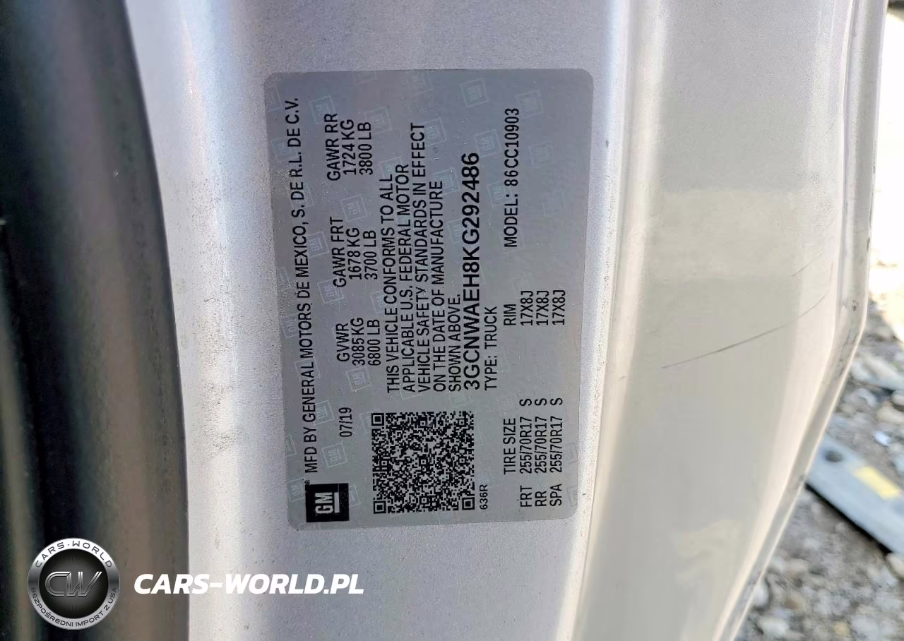 2019 CHEVROLET SILVERADO 1500 WORK TRUCK VIN:3GCNWAEH8KG292486 - 12