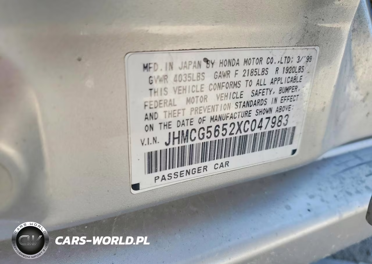 1999 Honda Accord Ex VIN:JHMCG5652XC047983 - 12