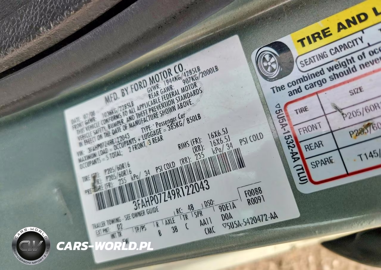 2009 Ford Fusion Se VIN:3FAHP07Z49R122043 - 12