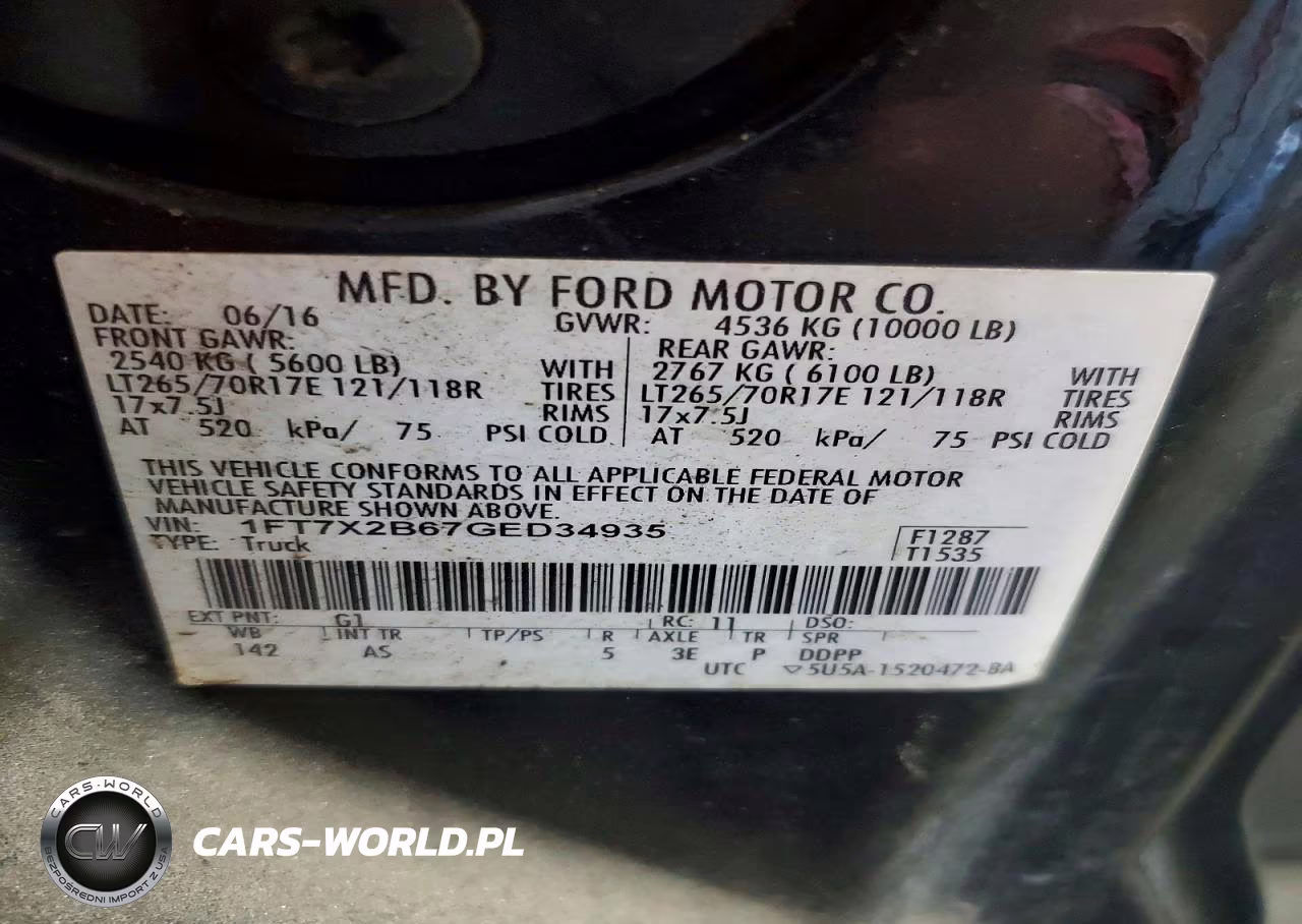 2016 Ford F250 Super Duty VIN:1FT7X2B67GED34935 - 12