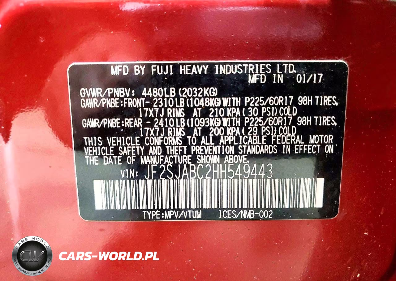 2017 Subaru Forester 2.5I VIN:JF2SJABC2HH549443 - 13