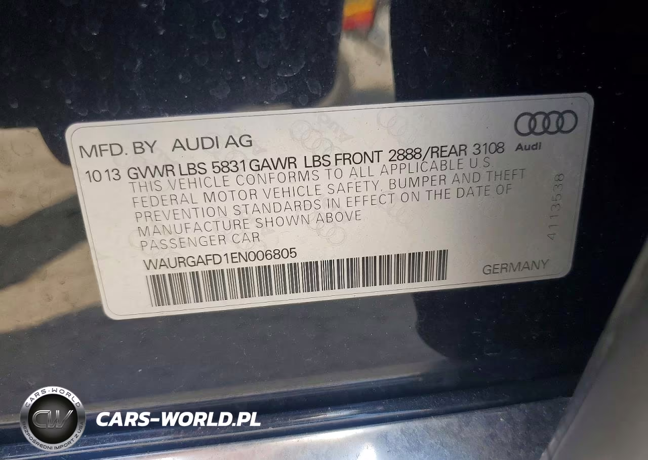 2014 Audi A8 L Quattro VIN:WAURGAFD1EN006805 - 12