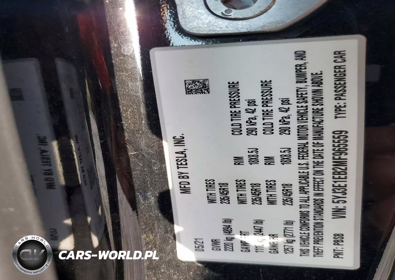 2021 Tesla Model 3 VIN:5YJ3E1EB2MF965559 - 13