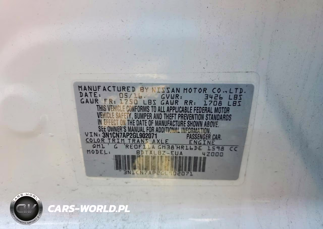 2016 Nissan Versa 1.6 Sv VIN:3N1CN7AP2GL902071 - 12