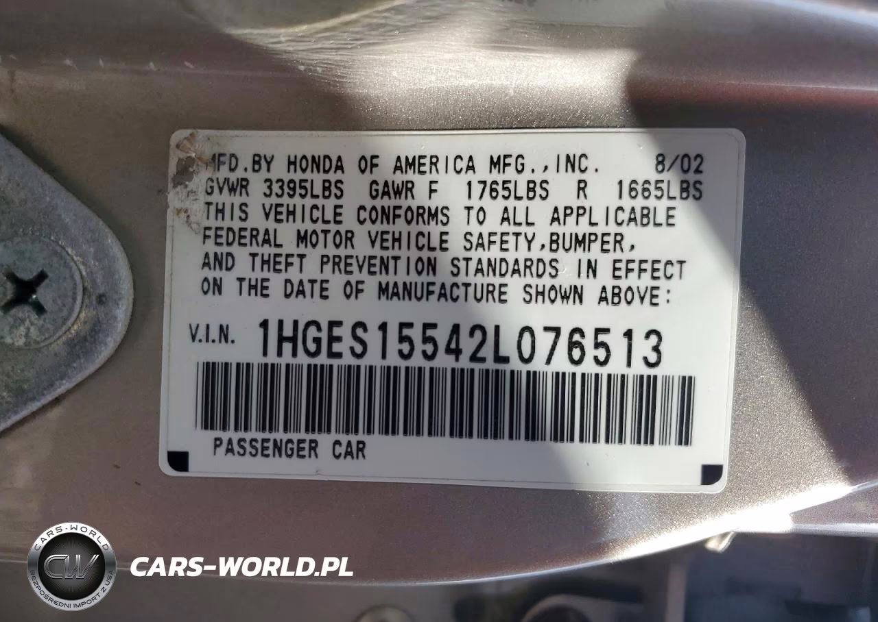 2002 Honda Civic Lx VIN:1HGES15542L076513 - 12