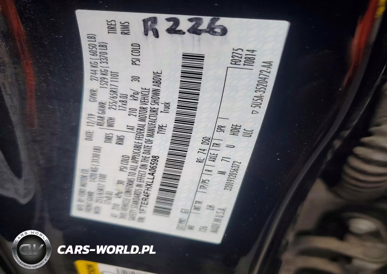 2020 Ford Ranger Xl VIN:1FTER4FHXLLA06598 - 12