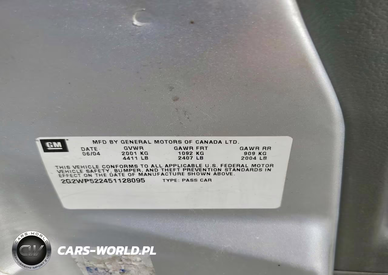 2005 Pontiac Grand Prix VIN:2G2WP522451128095 - 12