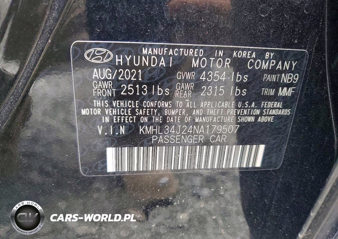 2022 Hyundai Sonata Limited VIN:KMHL34J24NA179507 - 12