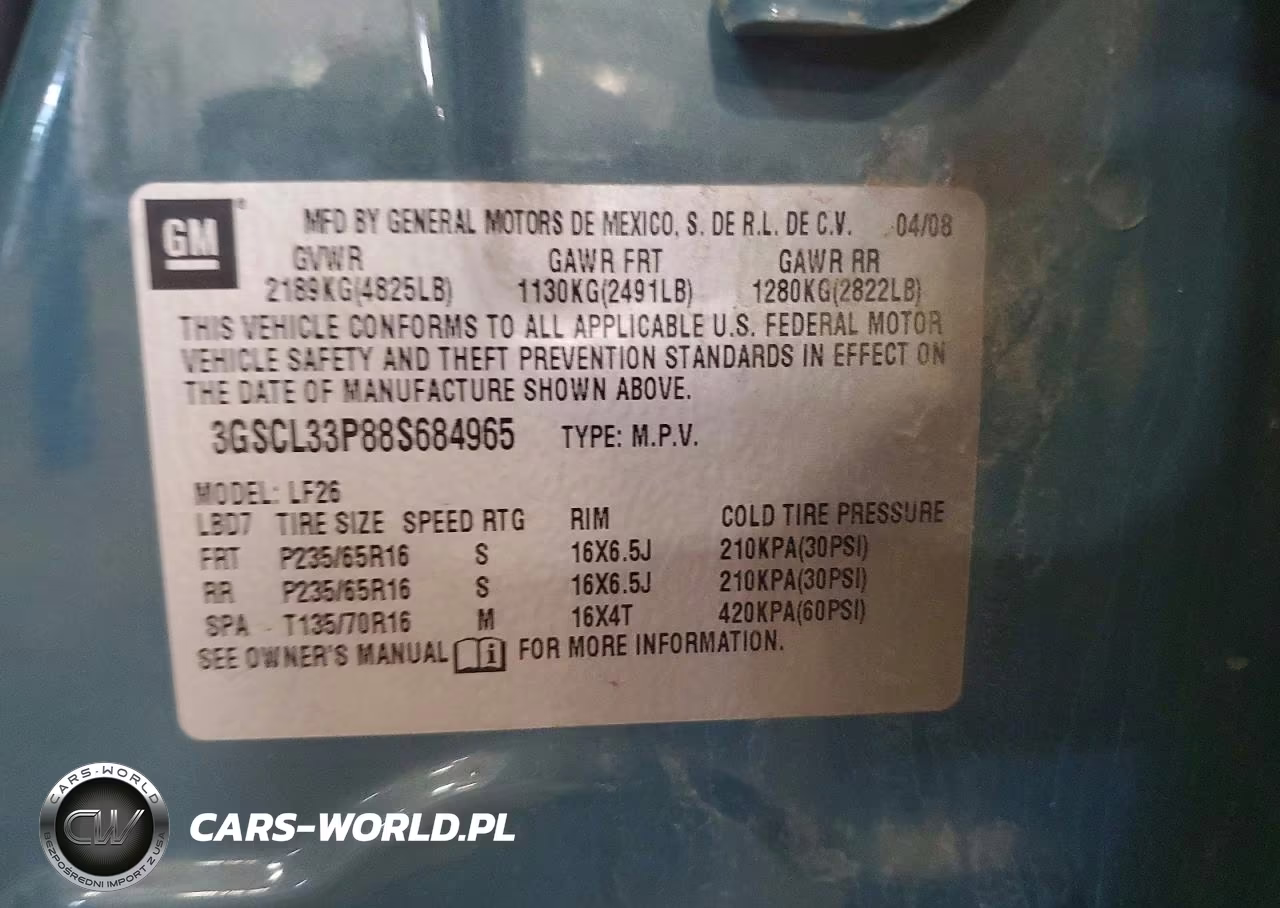 2008 Saturn Vue Xe VIN:3GSCL33P88S684965 - 12