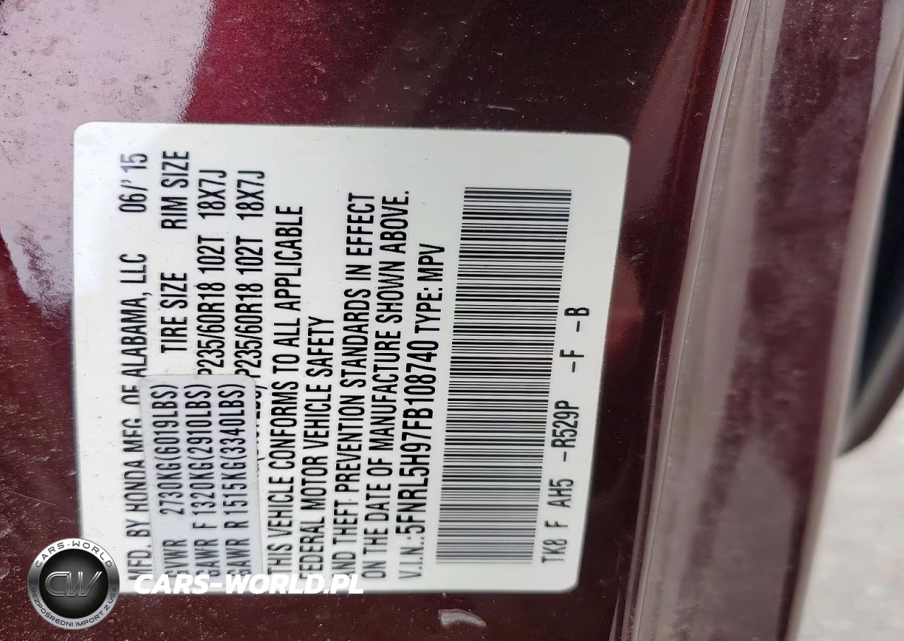 2015 Honda Odyssey Touring VIN:5FNRL5H97FB108740 - 13