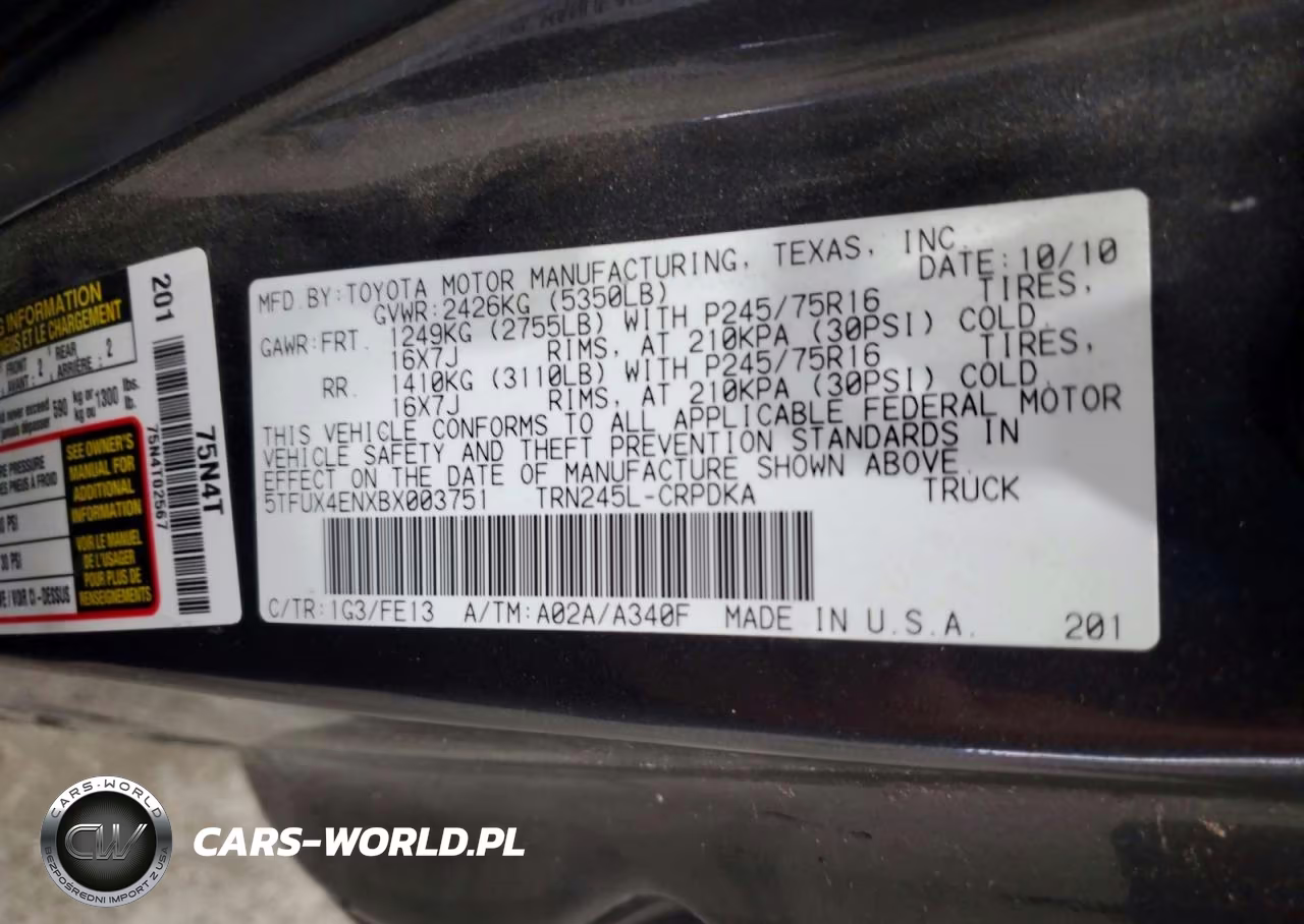 2011 Toyota Tacoma Access Cab VIN:5TFUX4ENXBX003751 - 12