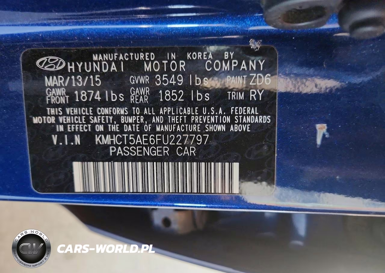 2015 Hyundai Accent Gs VIN:KMHCT5AE6FU227797 - 12