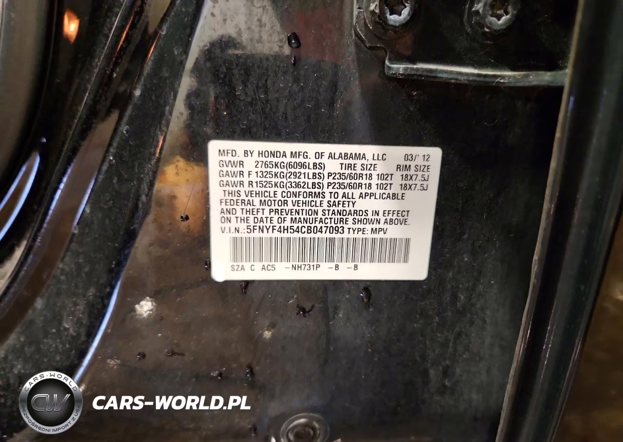2012 Honda Pilot Exl VIN:5FNYF4H54CB047093 - 13