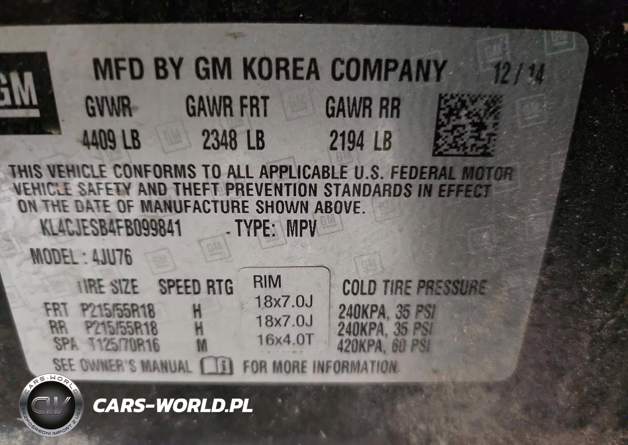 2015 Buick Encore VIN:KL4CJESB4FB099841 - 13