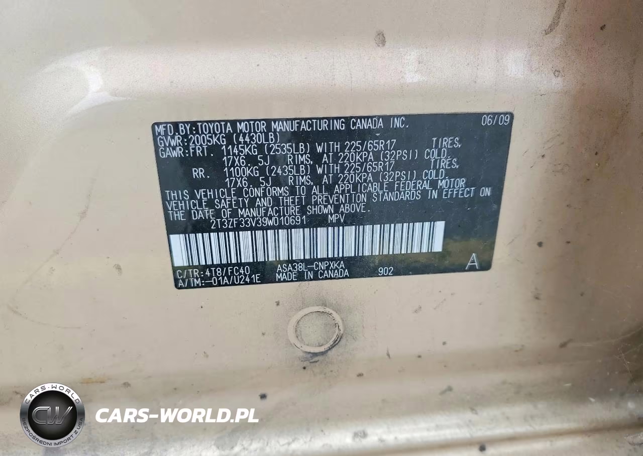 2009 Toyota Rav4 Base VIN:2T3ZF33V39W010691 - 14