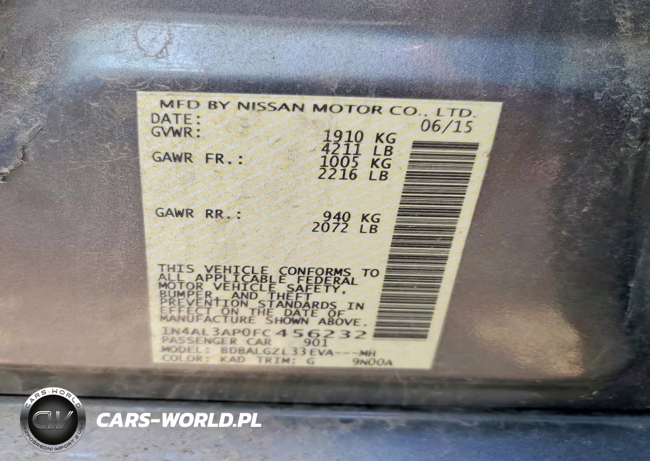 2015 Nissan Altima 2.5 S VIN:1N4AL3AP0FC456232 - 12