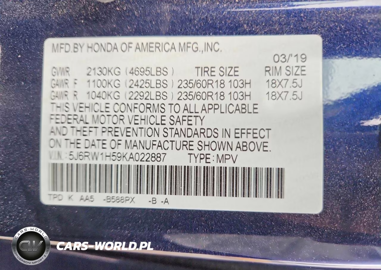 2019 Honda Cr-V Ex VIN:5J6RW1H59KA022887 - 14