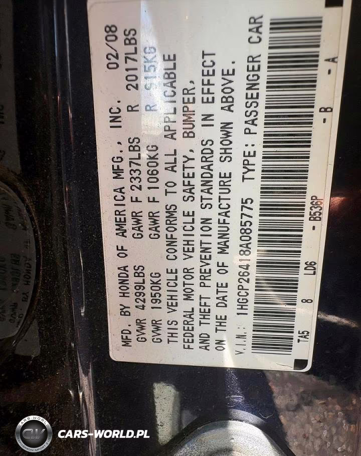 2008 Honda Accord Lxp VIN:1HGCP26418A085775 - 10