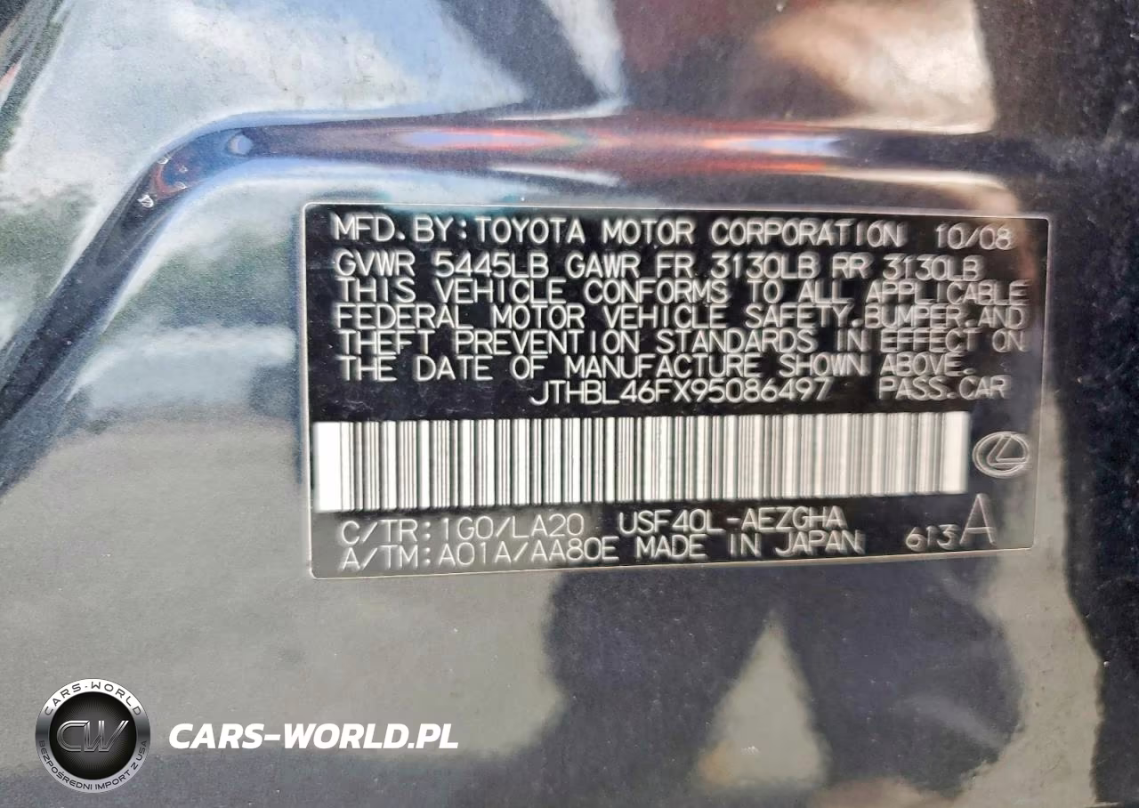 2009 Lexus Ls 460 VIN:JTHBL46FX95086497 - 12