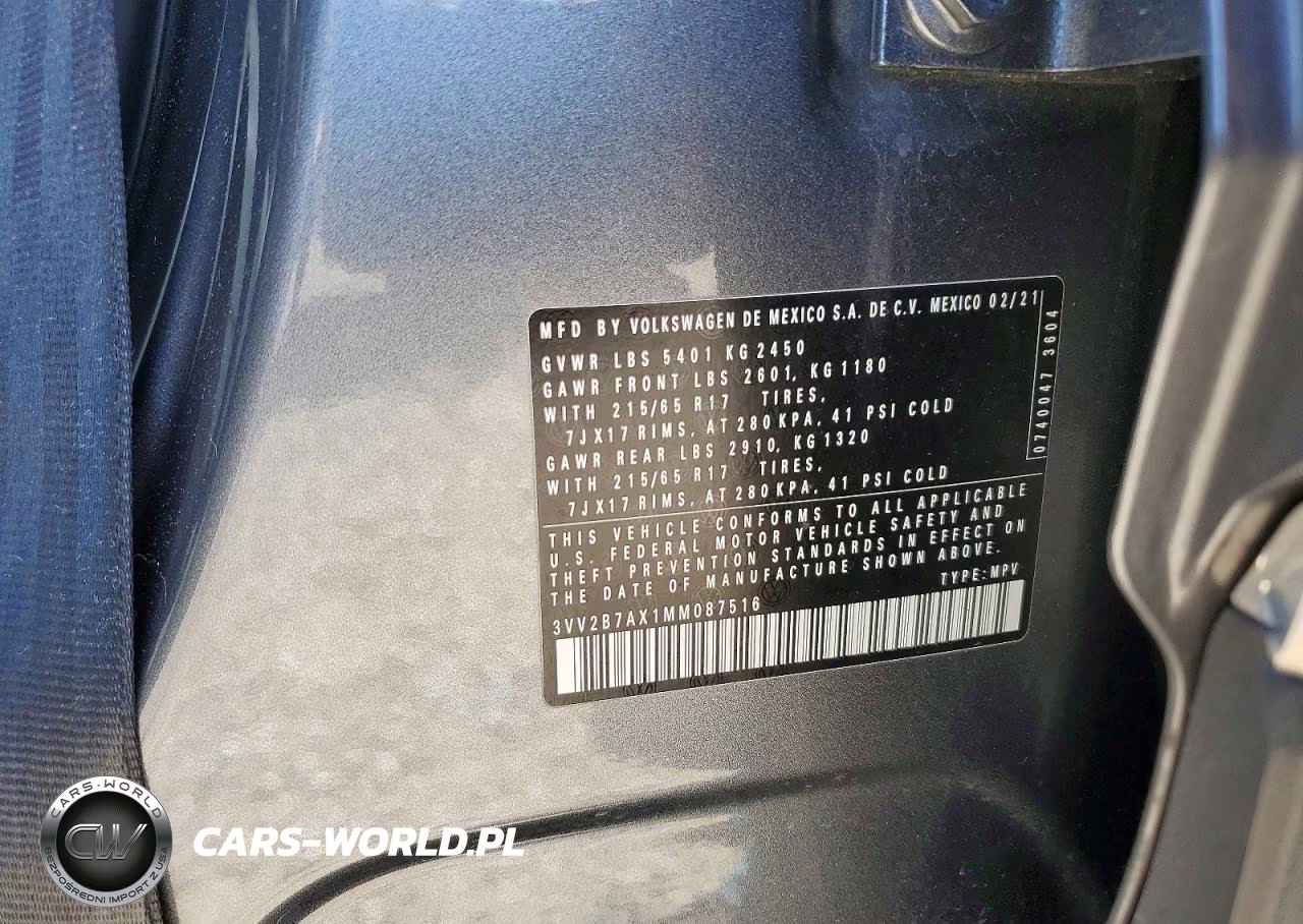 2021 Volkswagen Tiguan Se VIN:3VV2B7AX1MM087516 - 14
