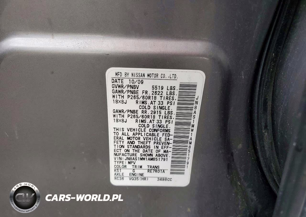2010 Infiniti Fx35 Base VIN:JN8AS1MW1AM851791 - 13