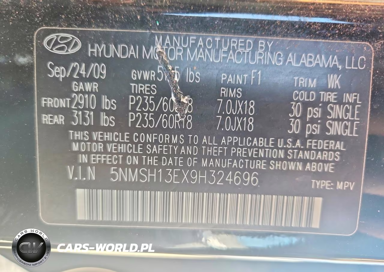 2009 Hyundai Santa Fe Limited VIN:5NMSH13EX9H324696 - 12
