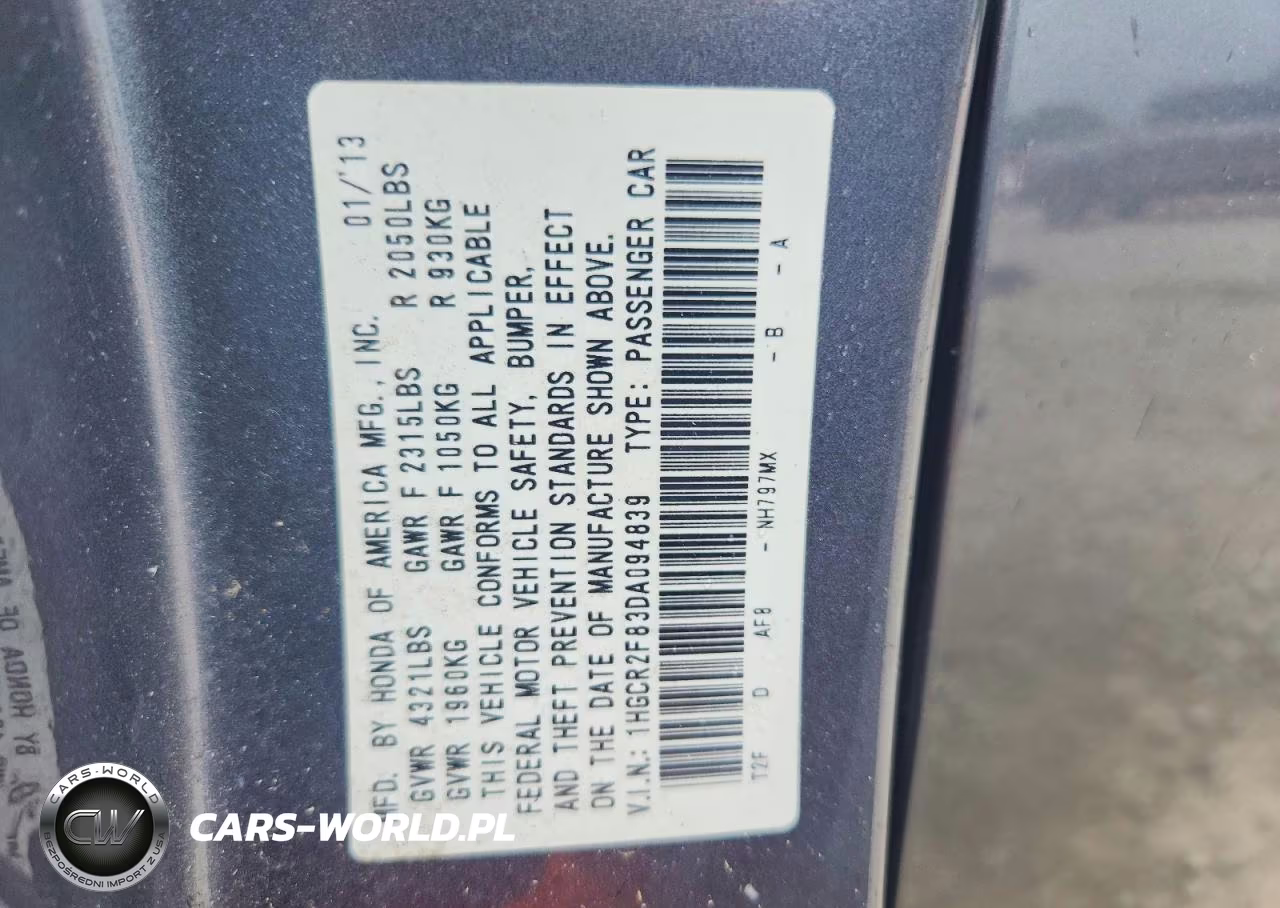 2013 Honda Accord Exl VIN:1HGCR2F83DA094839 - 12