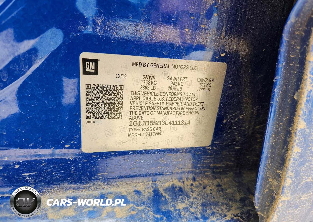 2020 Chevrolet Sonic Lt VIN:1G1JD5SB3L4111314 - 12
