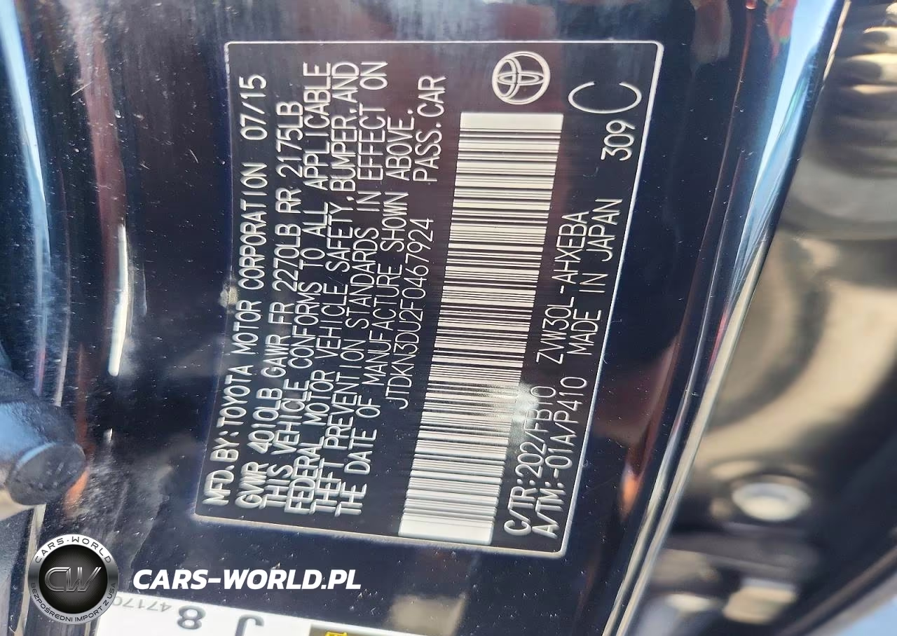 2015 Toyota Prius Two VIN:JTDKN3DU2F0467924 - 12
