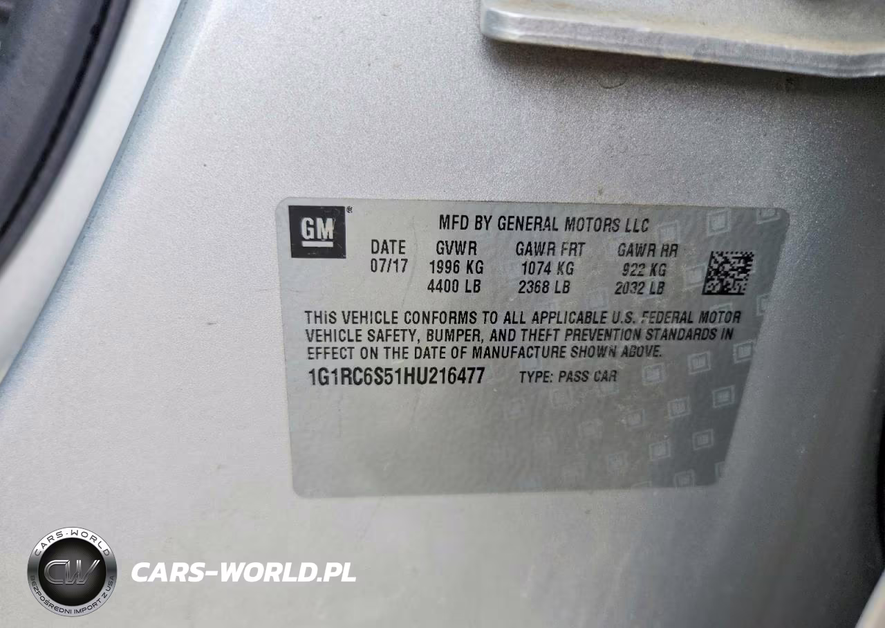 2017 Chevrolet Volt Lt VIN:1G1RC6S51HU216477 - 12