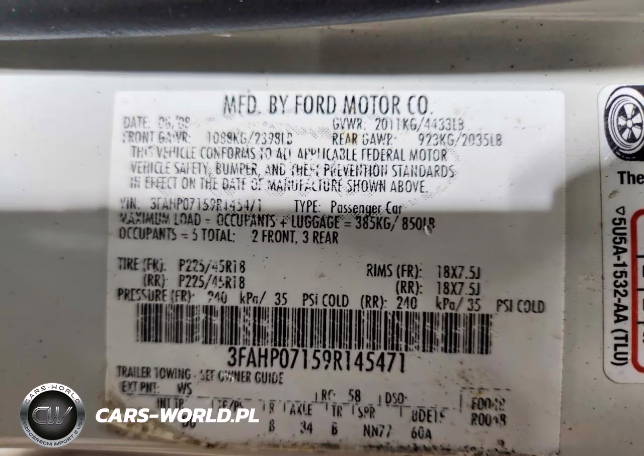 2009 Ford Fusion Se VIN:3FAHP07159R145471 - 12