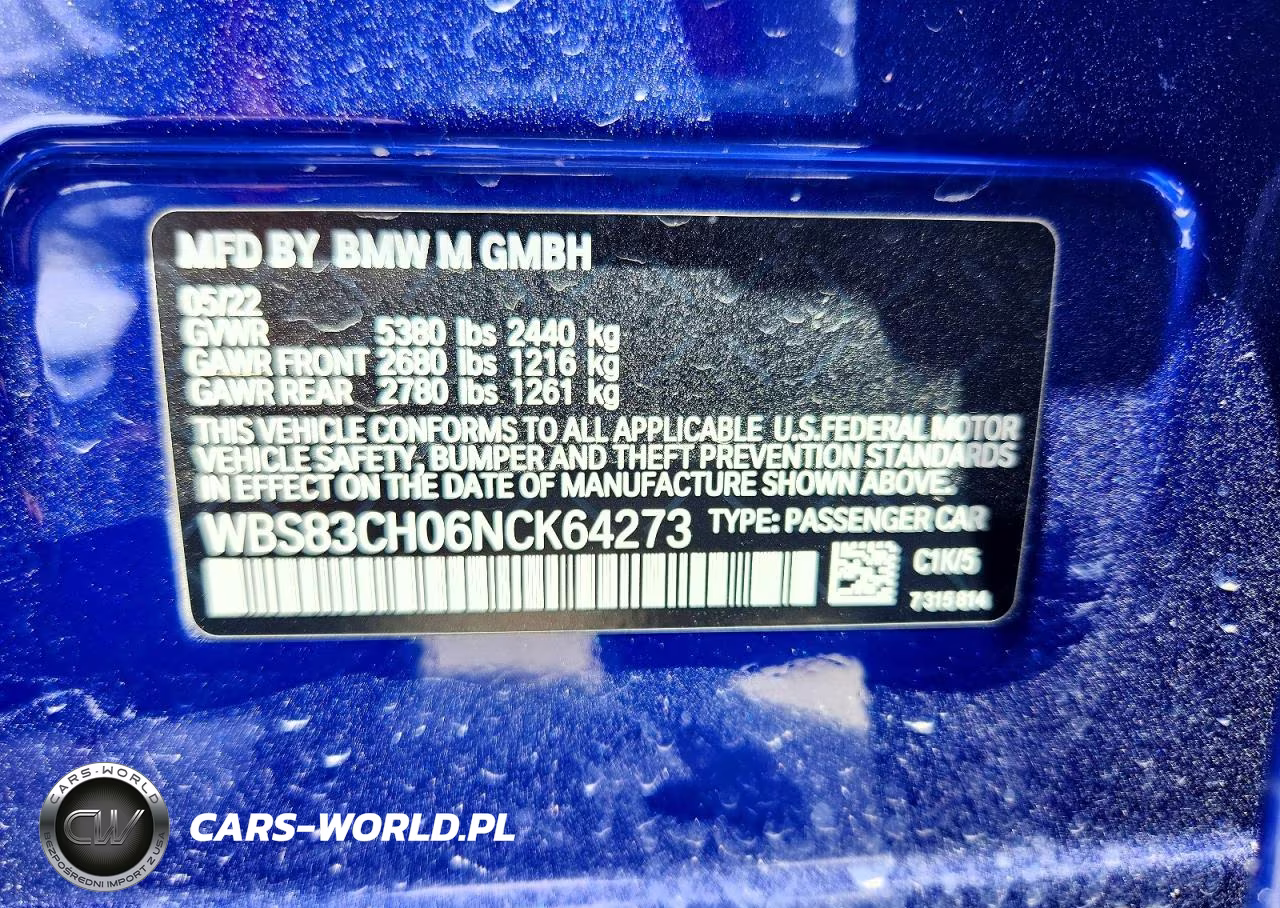 2022 BMW M5 VIN:WBS83CH06NCK64273 - 12