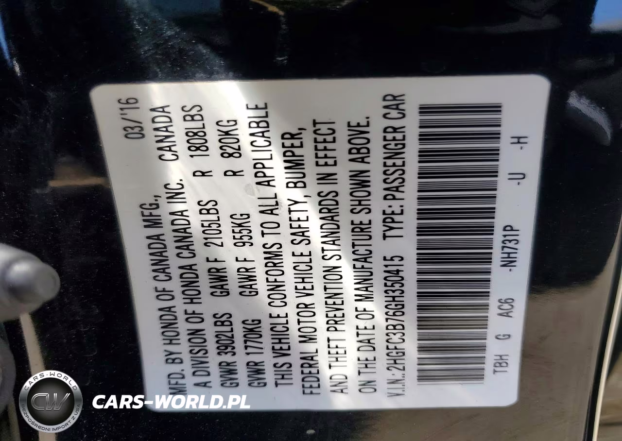 2016 Honda Civic Exl VIN:2HGFC3B76GH350415 - 12