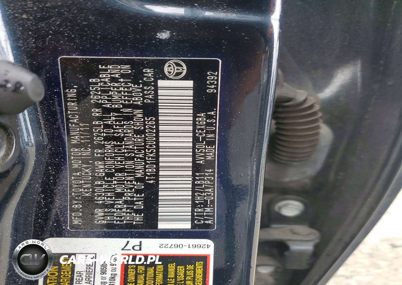 2012 Toyota Camry Hybrid Xle VIN:4T1BD1FK5CU002265 - 13