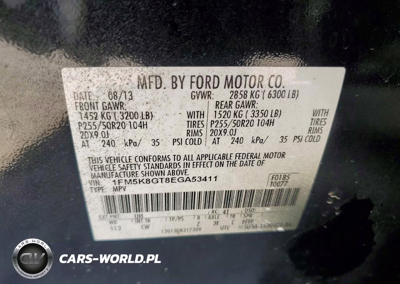 2014 Ford Explorer Sport VIN:1FM5K8GT8EGA53411 - 13