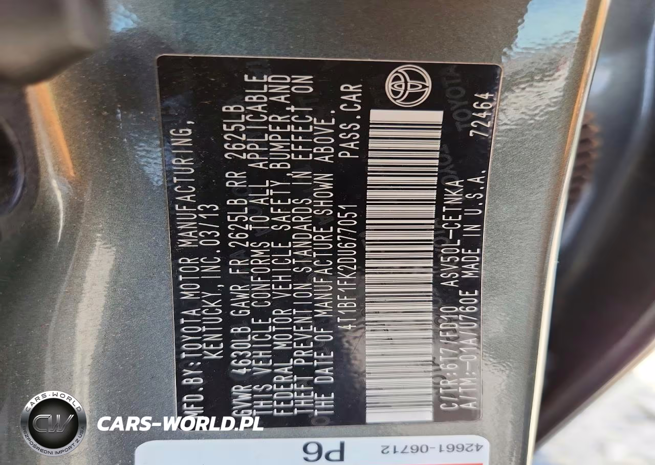 2013 Toyota Camry Le VIN:4T1BF1FK2DU677051 - 12
