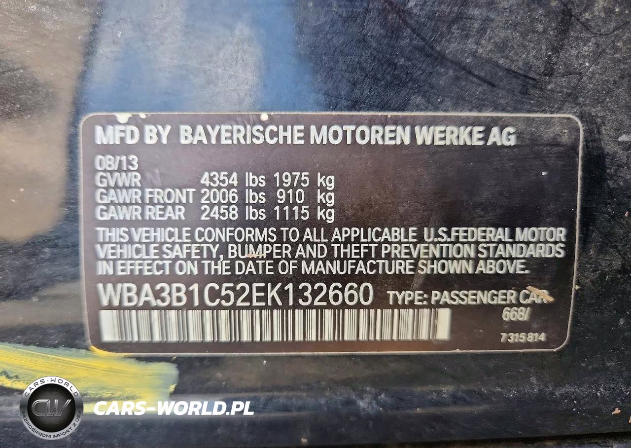 2014 BMW 320 I VIN:WBA3B1C52EK132660 - 13