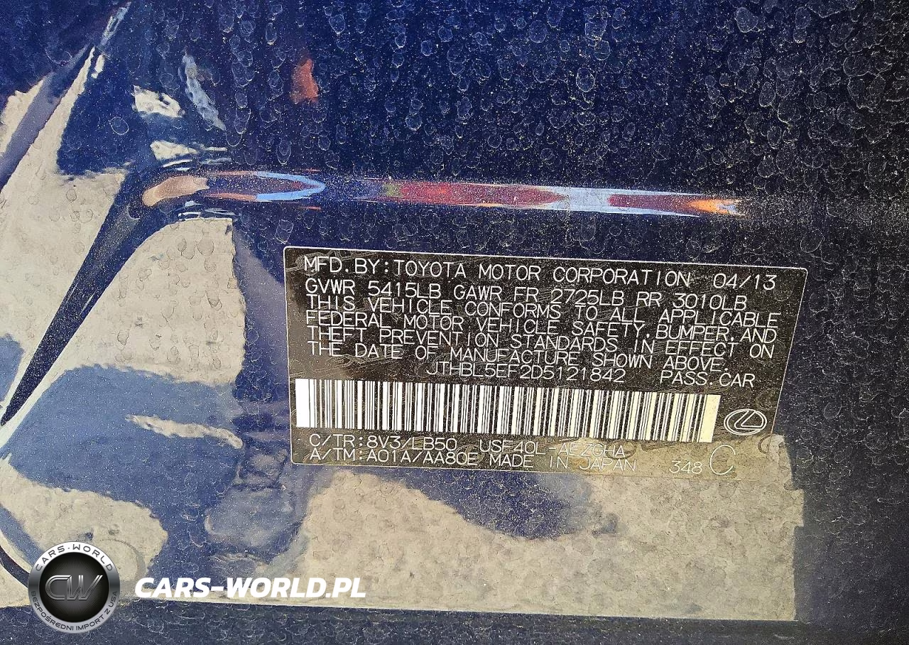 2013 Lexus Ls 460 VIN:JTHBL5EF2D5121842 - 12