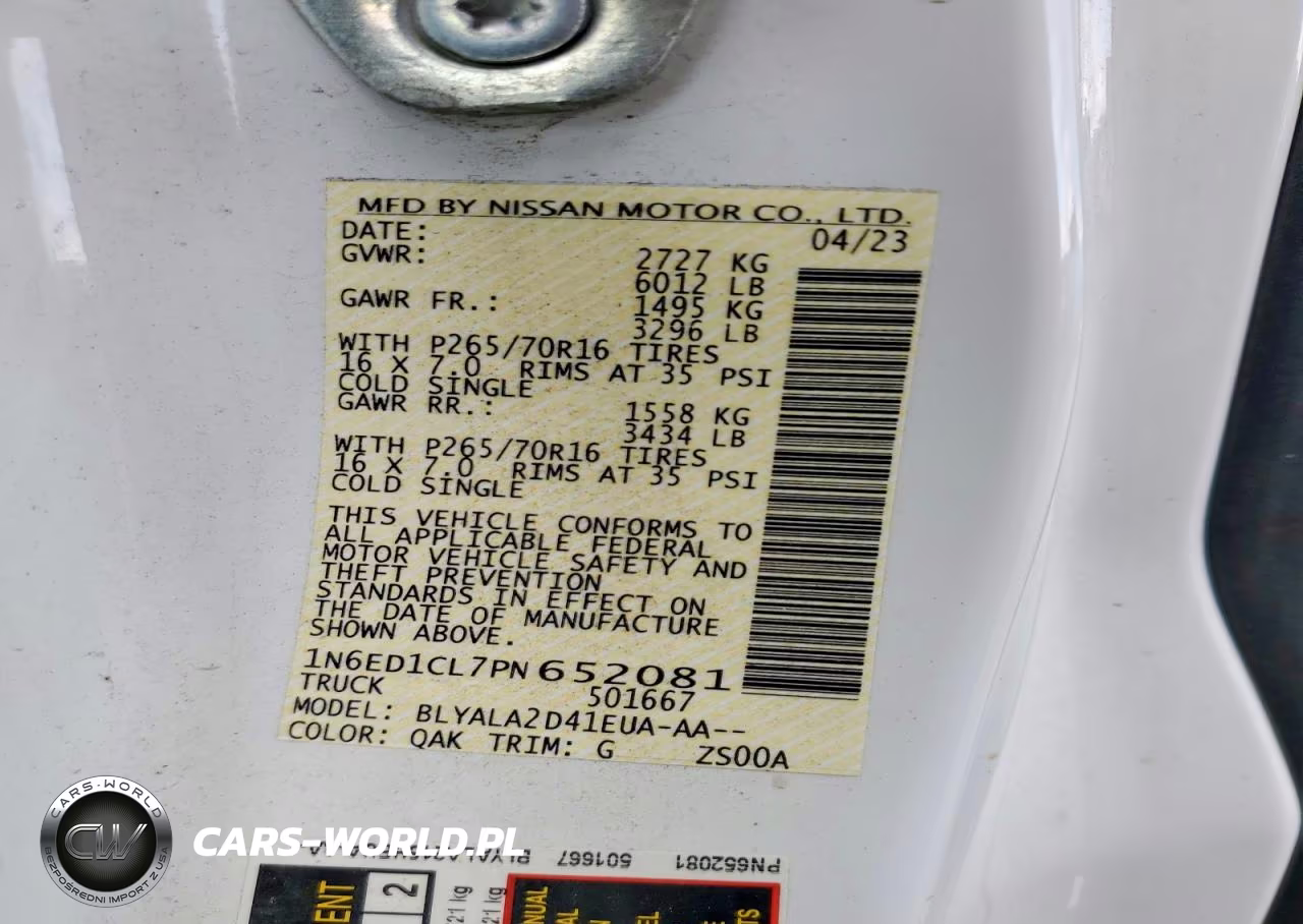 2023 Nissan Frontier S VIN:1N6ED1CL7PN652081 - 12