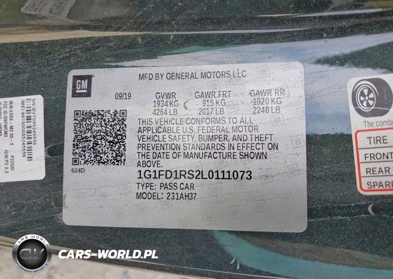 2020 Chevrolet Camaro Lt VIN:1G1FD1RS2L0111073 - 12