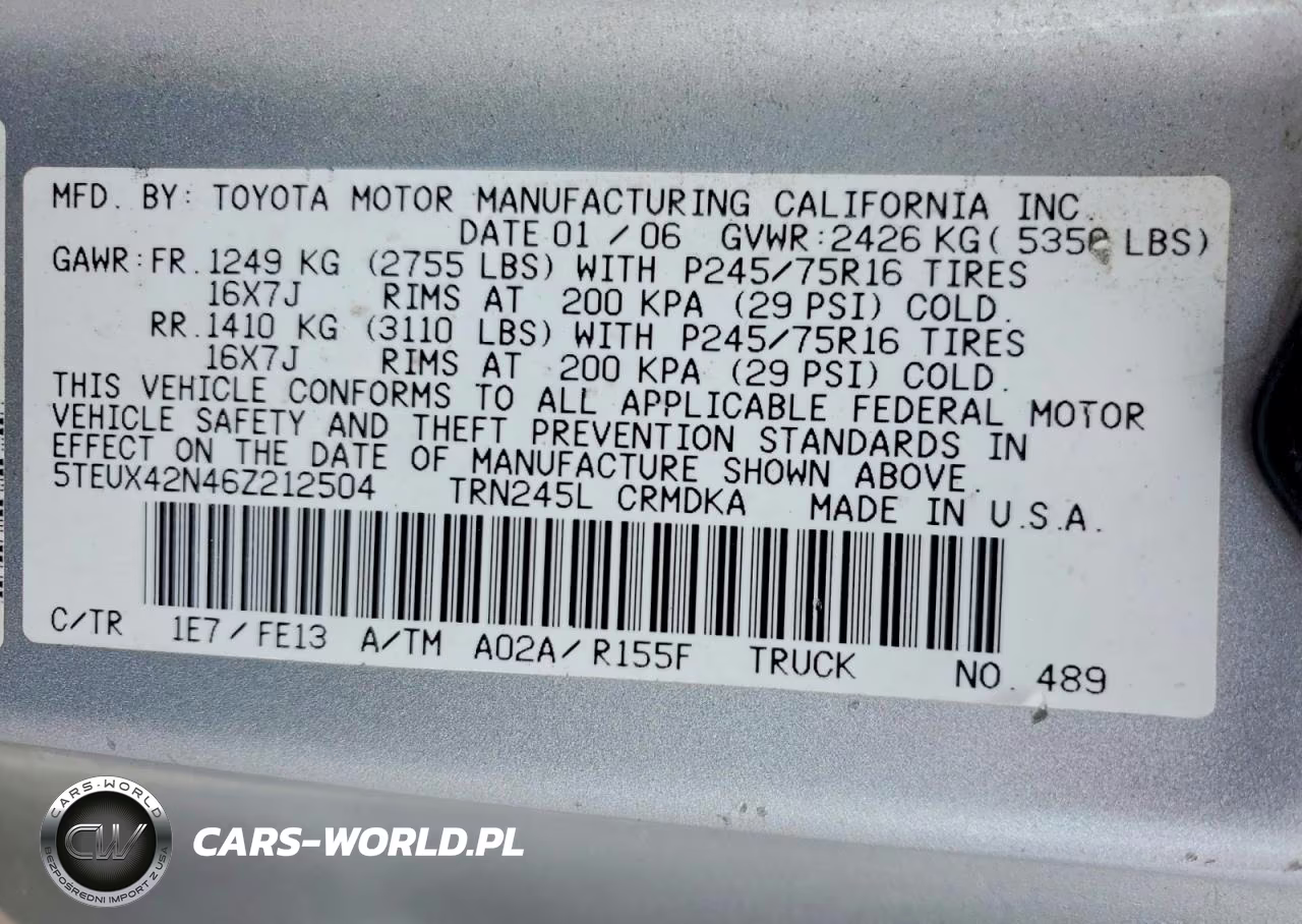 2006 Toyota Tacoma Access Cab VIN:5TEUX42N46Z212504 - 12