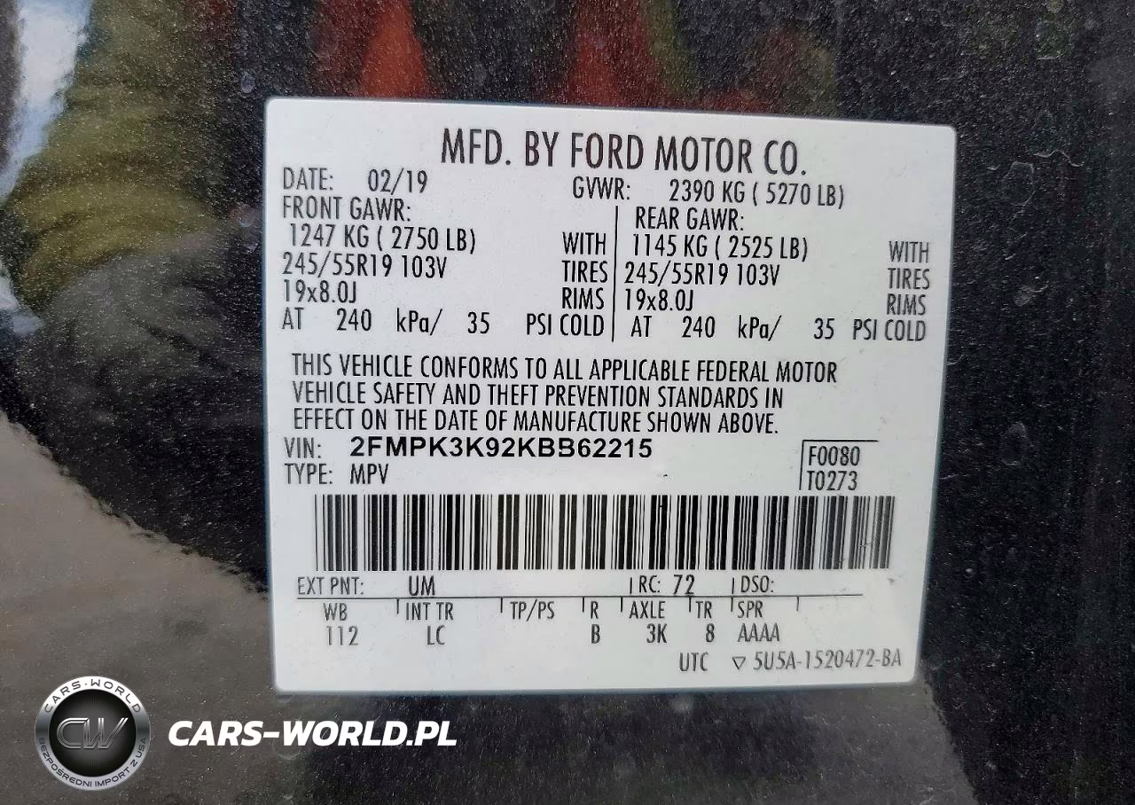 2019 Ford Edge Titanium VIN:2FMPK3K92KBB62215 - 13