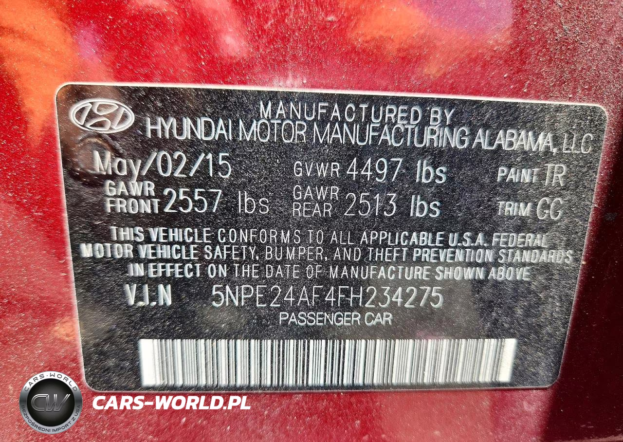 2015 Hyundai Sonata Se VIN:5NPE24AF4FH234275 - 12