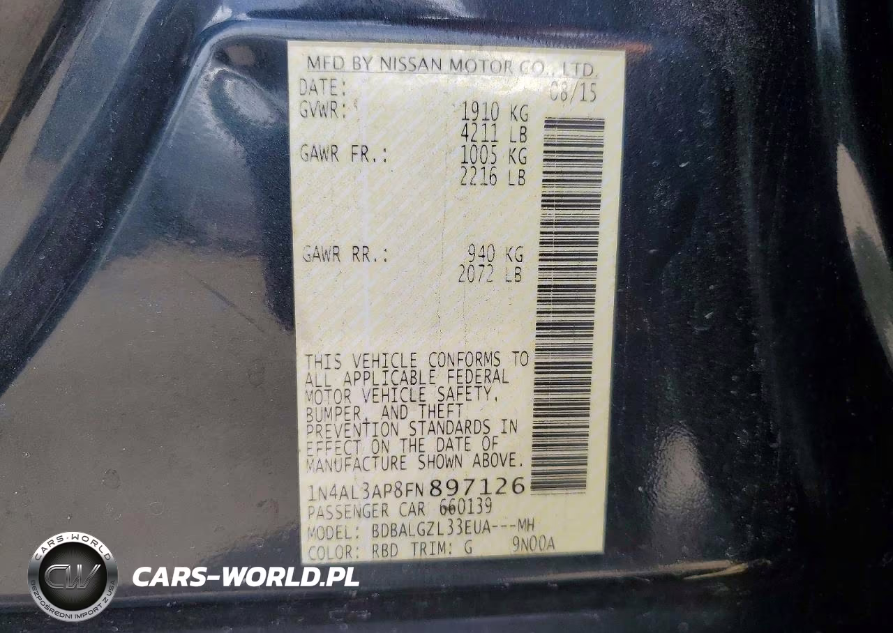 2015 Nissan Altima 2.5 S VIN:1N4AL3AP8FN897126 - 12