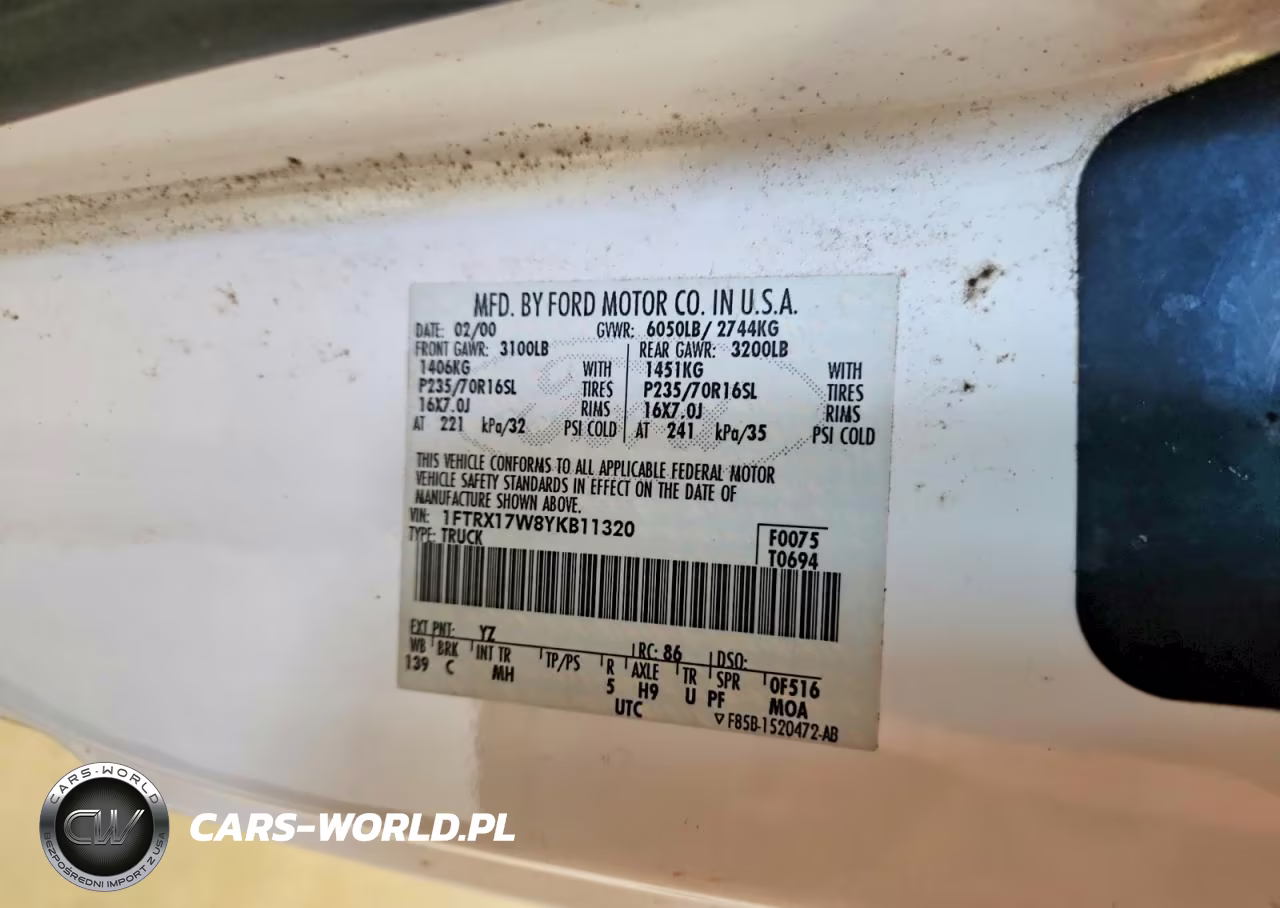 2000 Ford F150 VIN:1FTRX17W8YKB11320 - 13