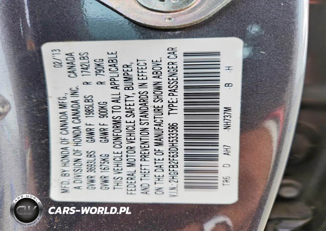2013 Honda Civic Hf VIN:2HGFB2F63DH533586 - 12