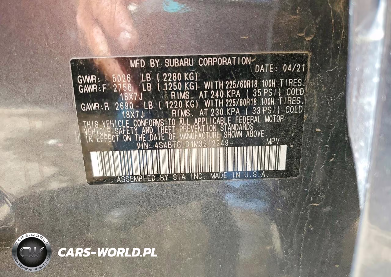 2021 Subaru Outback Onyx Edition Xt VIN:4S4BTGLD1M3212249 - 12