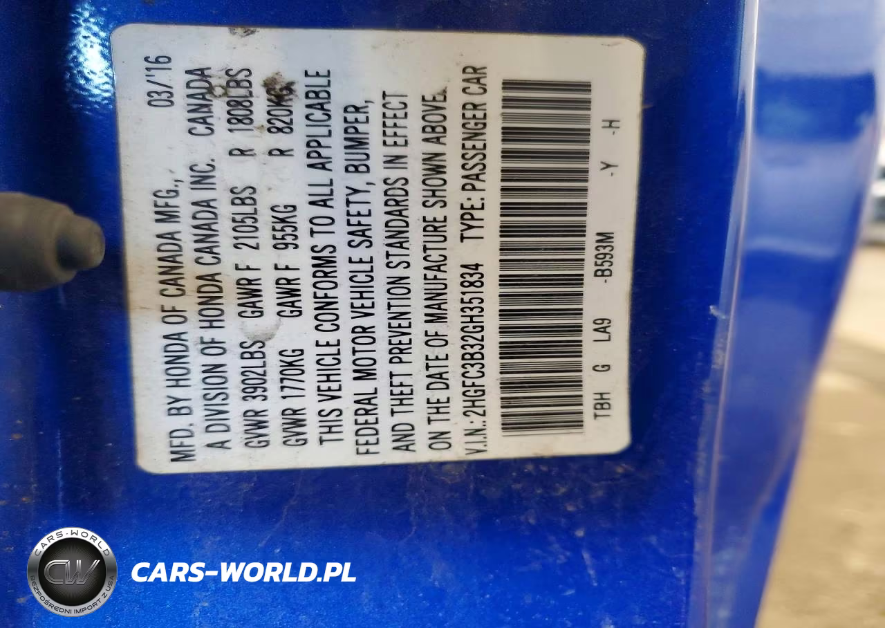 2016 Honda Civic Ex VIN:2HGFC3B32GH351834 - 12