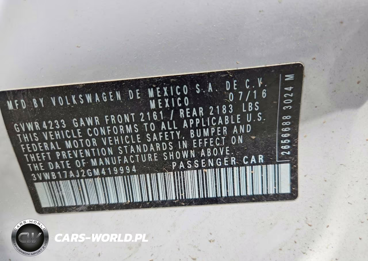 2016 Volkswagen Jetta Sport VIN:3VWB17AJ2GM419994 - 12