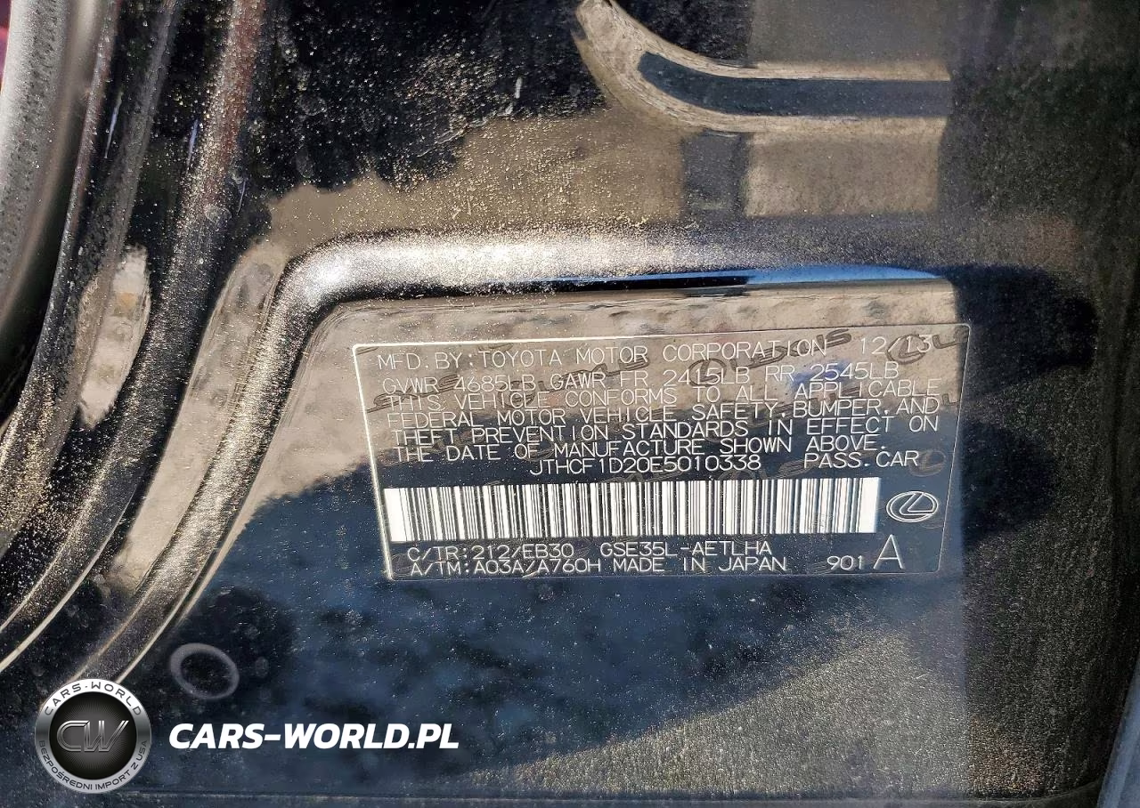 2014 Lexus Is 250 VIN:JTHCF1D20E5010338 - 12